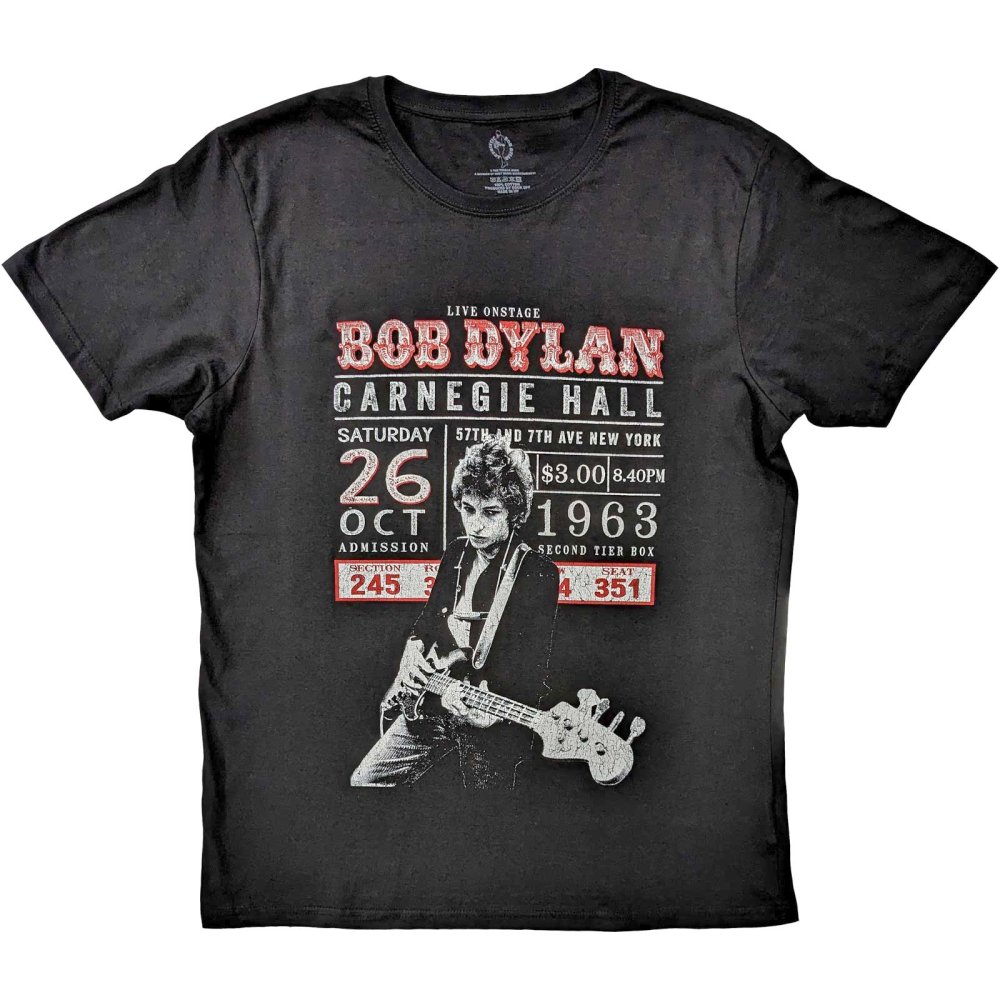 Bob Dylan - Carnegie Hall '63 Heren Tshirt - Zwart